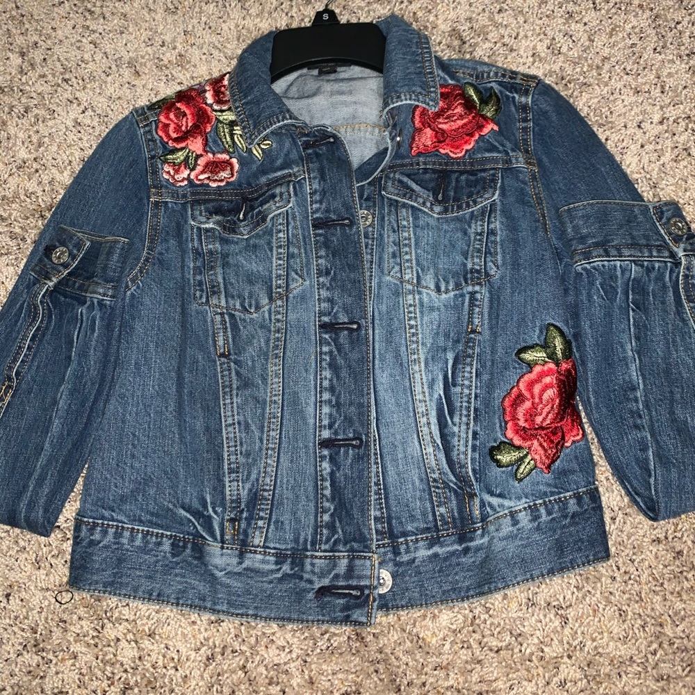 a.n.a Jean jacket with floral patch